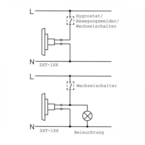 Abluftventil ZXT 100/125/150 - Anschlusspläne